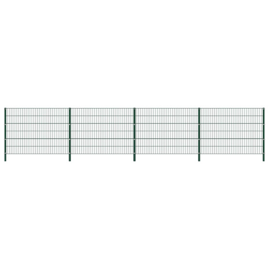 Panneau de clôture avec poteaux en fer 694,5 x 120 cm vert
