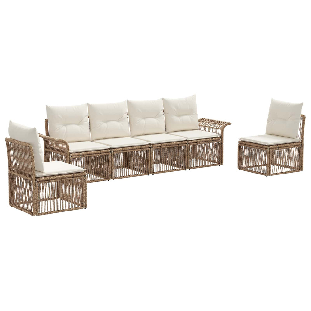 Ensemble de canapé de jardin 6 pcs beige polyrotin
