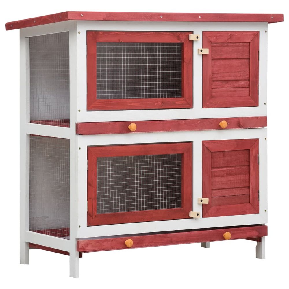 Clapier d'extérieur 4 portes Rouge