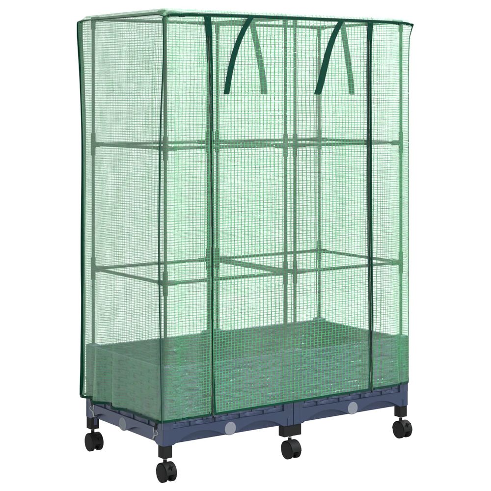 Jardinière d'extérieur de jardin avec couverture de serre et roues 2 pc pp
