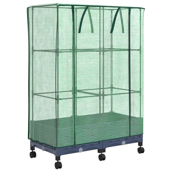Jardinière d'extérieur de jardin avec couverture de serre et roues 2 pc pp