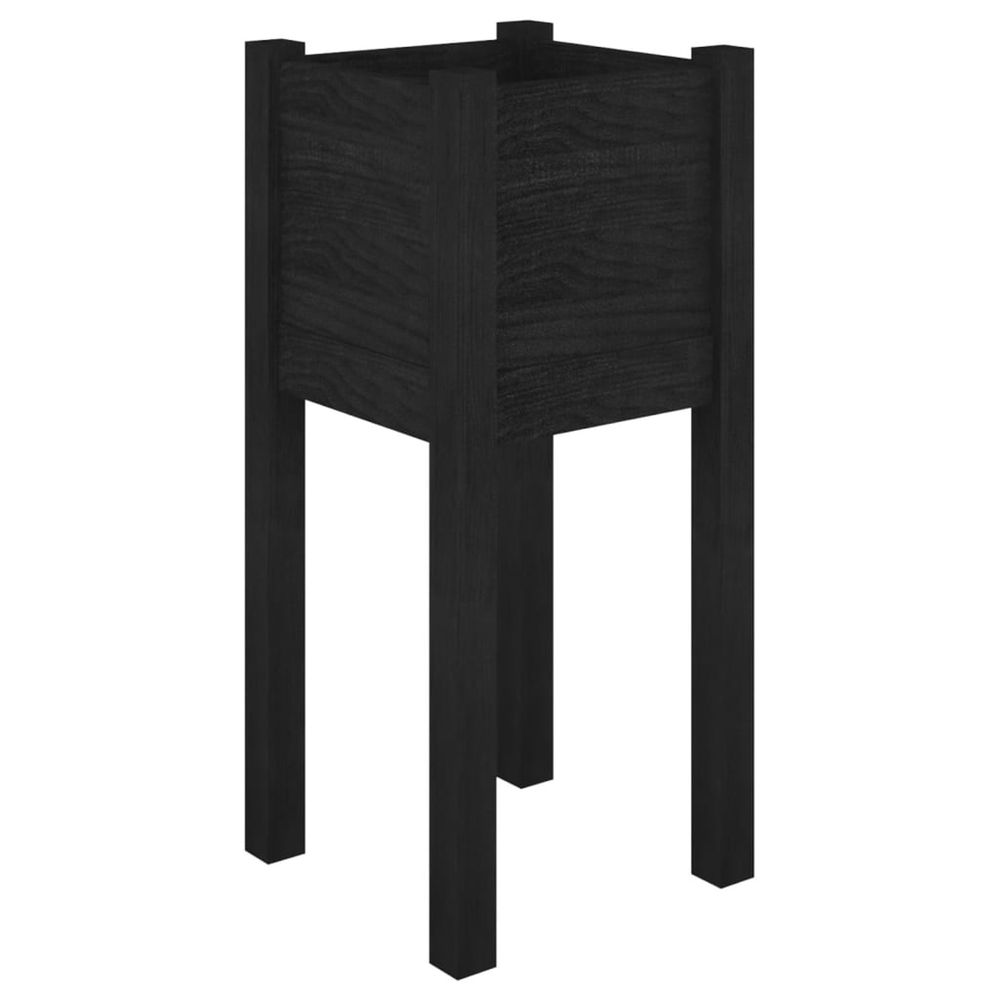 Jardinière d'extérieur d'extérieur noir 31x31x70 cm bois de pin massif