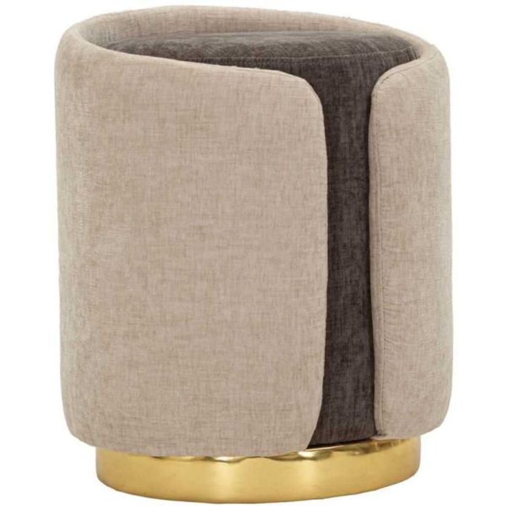 Pouf en tissu two-tone 40 x 50 cm marron - marron clair et doré