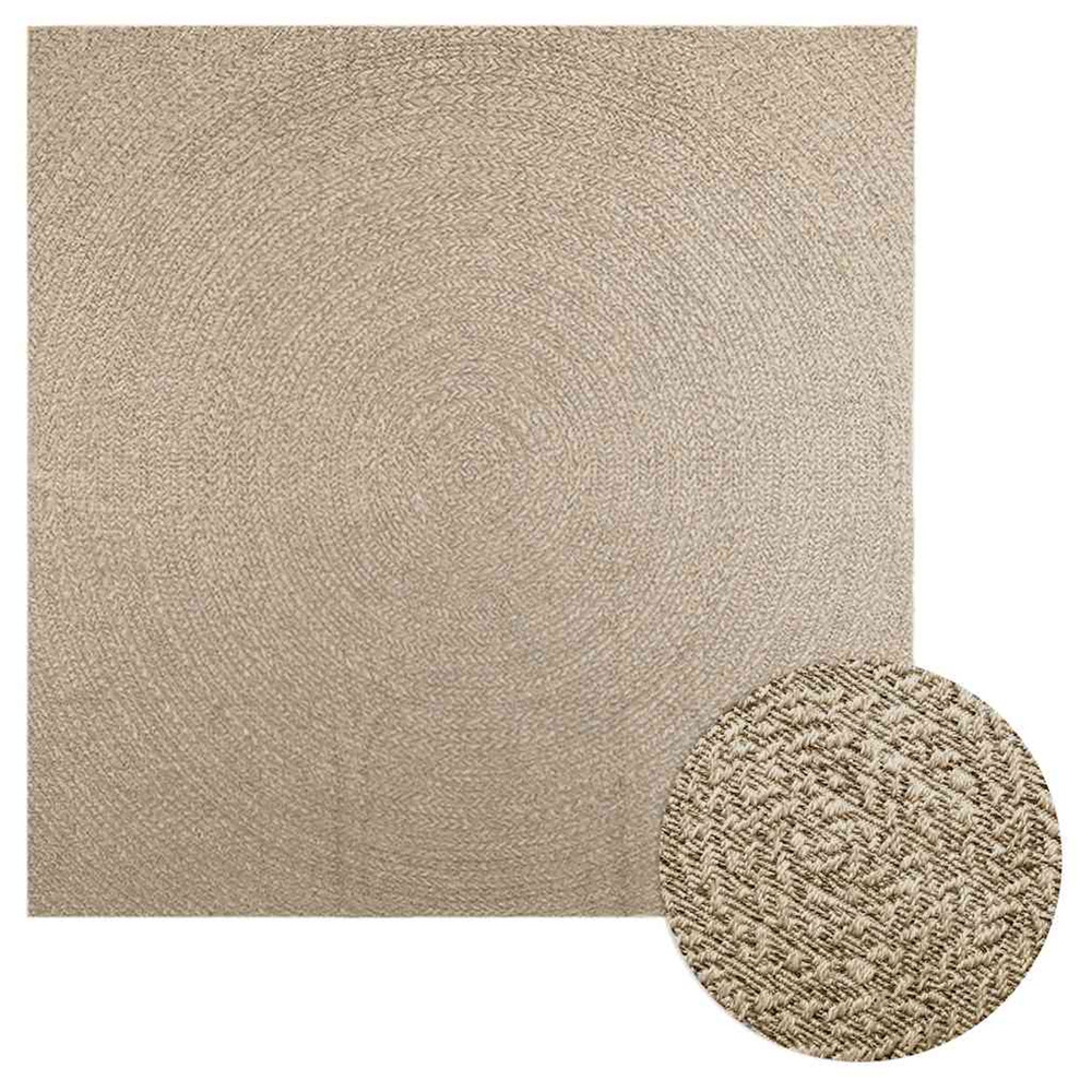 Tapis zizur beige 240x240 cm aspect de jute intérieur extérieur
