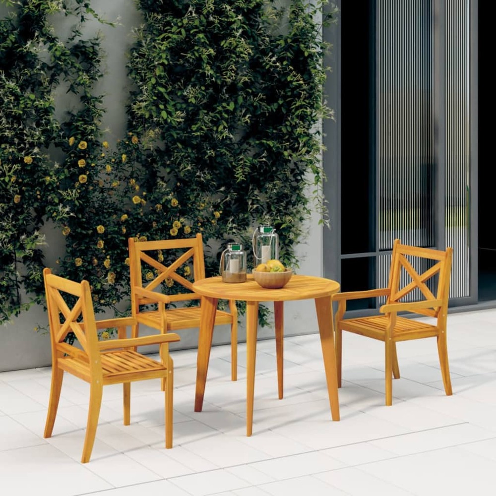 Chaises à manger d'extérieur lot de 3 bois d'acacia massif