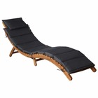 Transat chaise longue bain de soleil lit de jardin terrasse meuble d'extérieur avec coussin bois d'acacia solide gris foncé 0