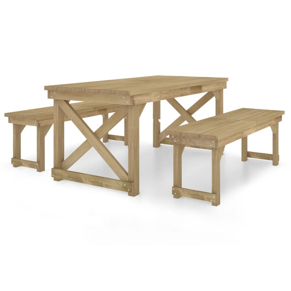 Ensemble à manger de jardin 3 pcs bois de pin imprégné