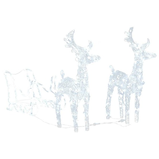 Décoration de noël rennes et traîneau 160 led 130 cm acrylique