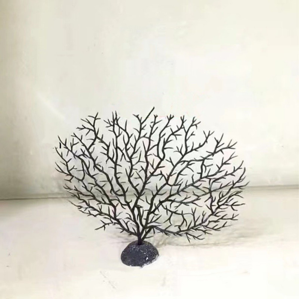 Décoration en corail et micro-plantes pour aquarium noir