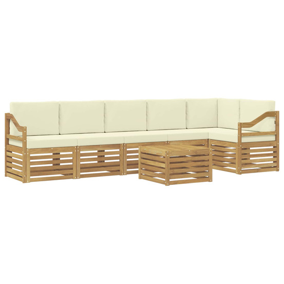 Ensemble de canapé d'angle avec coussin 7 pcs blanc et crème