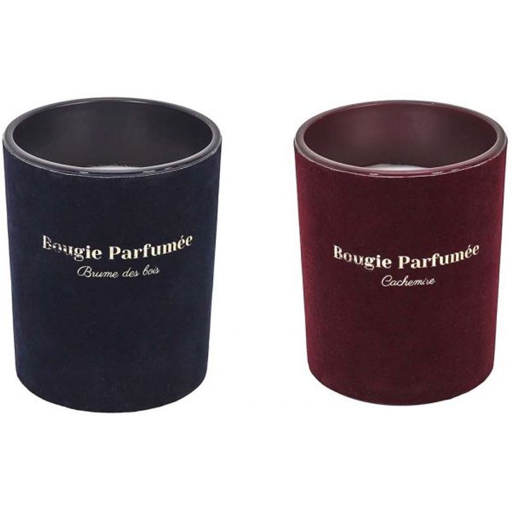Bougie parfumée 10 x 12.5 cm velours (lot de 2)