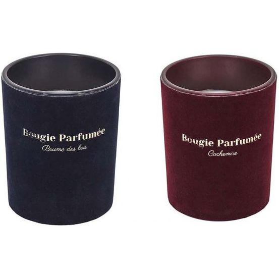 Bougie parfumée 10 x 12.5 cm velours (lot de 2)