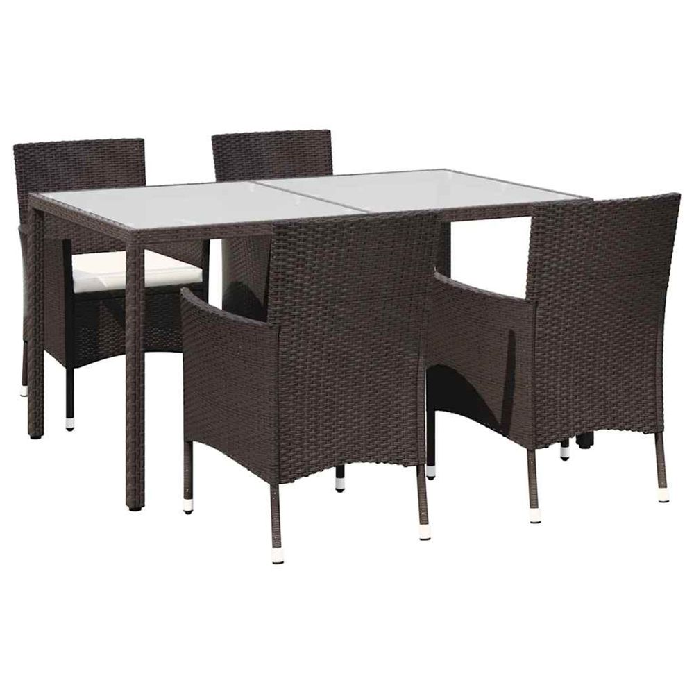 Ensemble à manger d'extérieur 5pcs avec coussins résine tressée