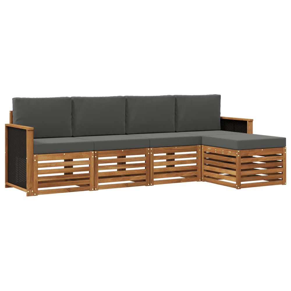 Ensemble de canapés d'extérieur 5 pc naturel et anthracite