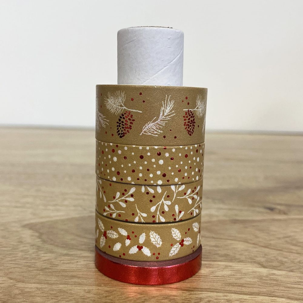 Ruban adhésif décoratif de no ël - rouge / blanc