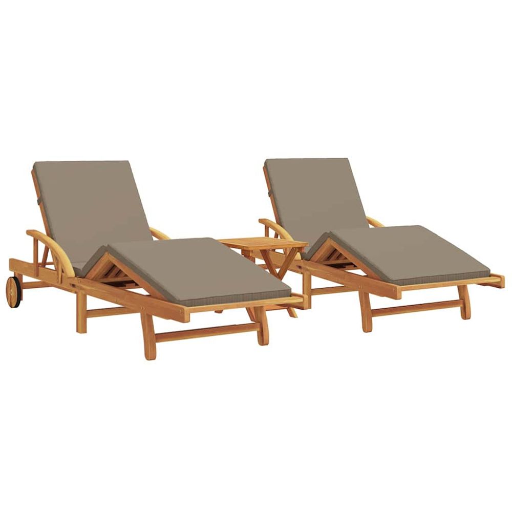Transat 3 pc bois d'acacia massif taupe