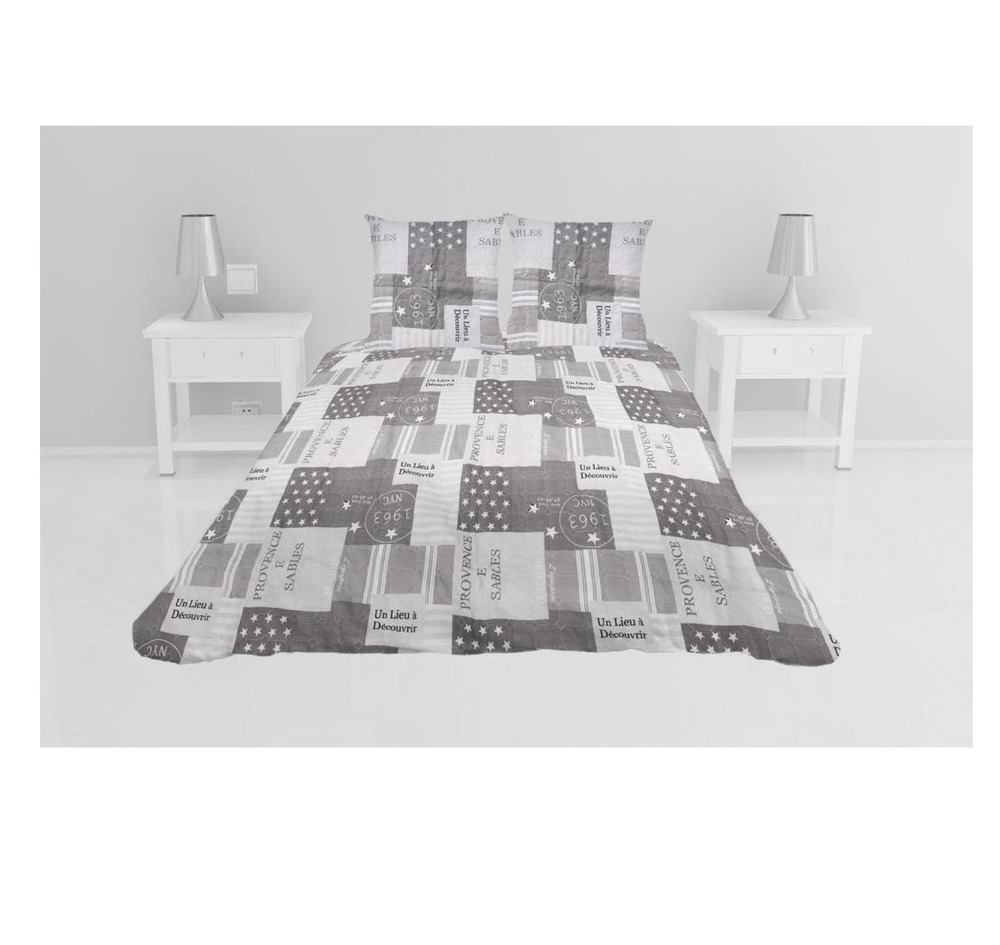 Couvre lit microfibre + taies 220 x 240 cm provence