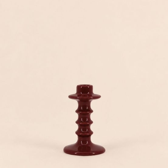 Bougeoir en céramique rouge 14cm