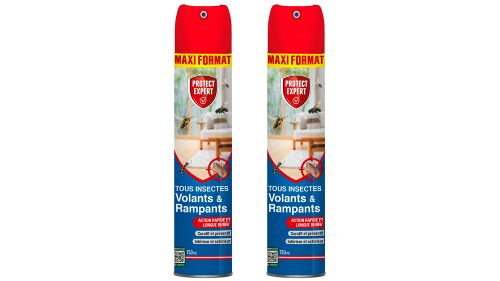 Anti insectes volants & rampants - action choc & rapide - intérieur & extérieur - 2x750ml