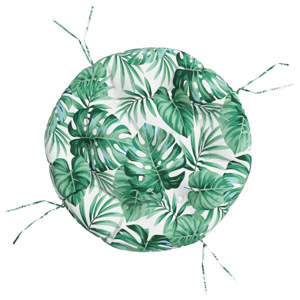 Coussin rond à motif de feuilles ø 60 x11 cm tissu oxford