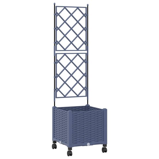 Bac de jardin avec treillis et roues gris 40 x 40 x 149 cm pp