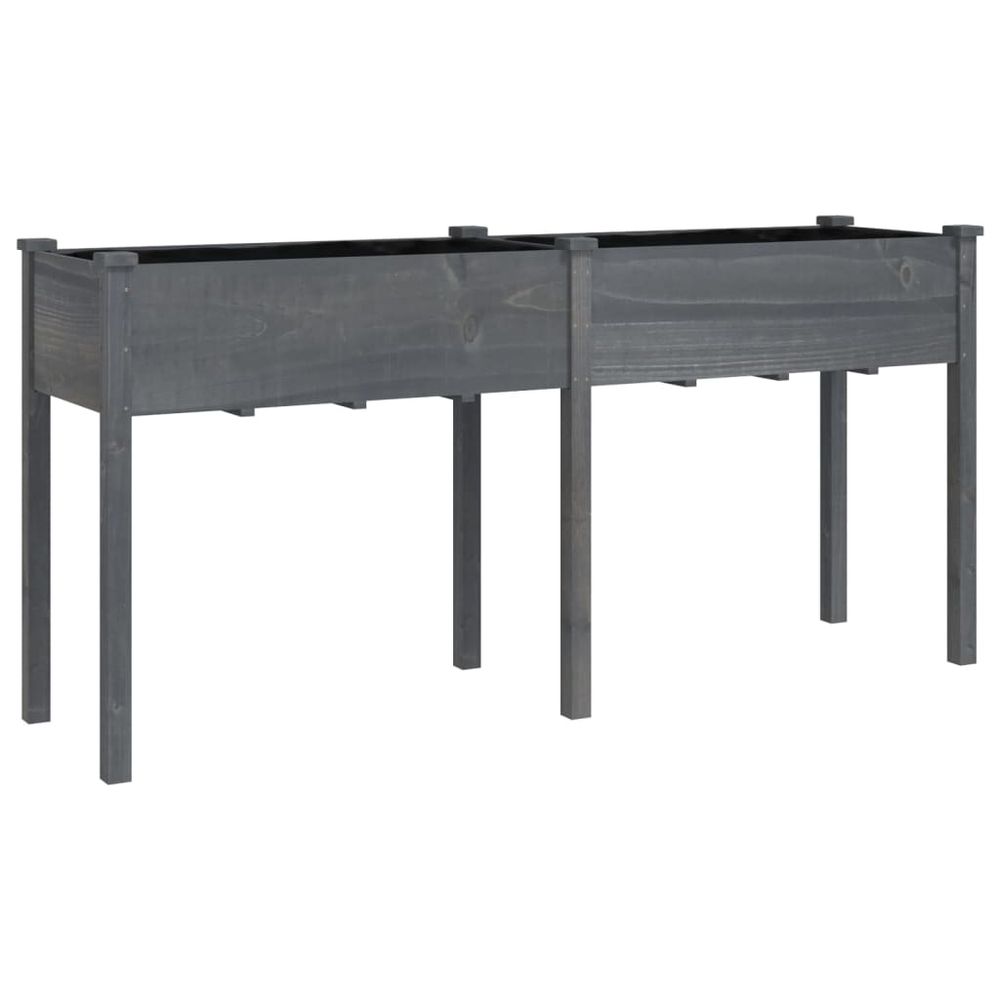 Jardinière avec doublure gris 161x45x76 cm bois massif de sapin