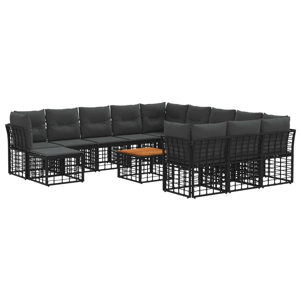Ensemble de canapés d'extérieur 13 pcs noir et gris foncé