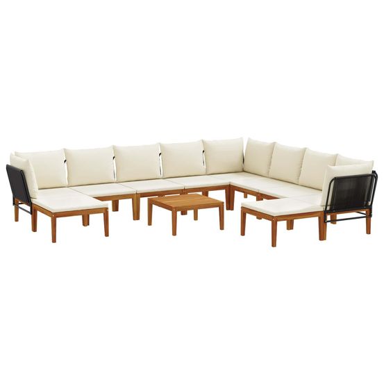 11 pc bois d'acacia massif et corde naturel