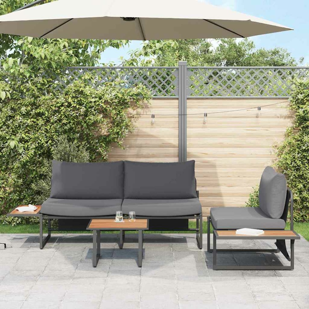 Ensemble de salle à manger pour jardin 3 pcs anthracite acier