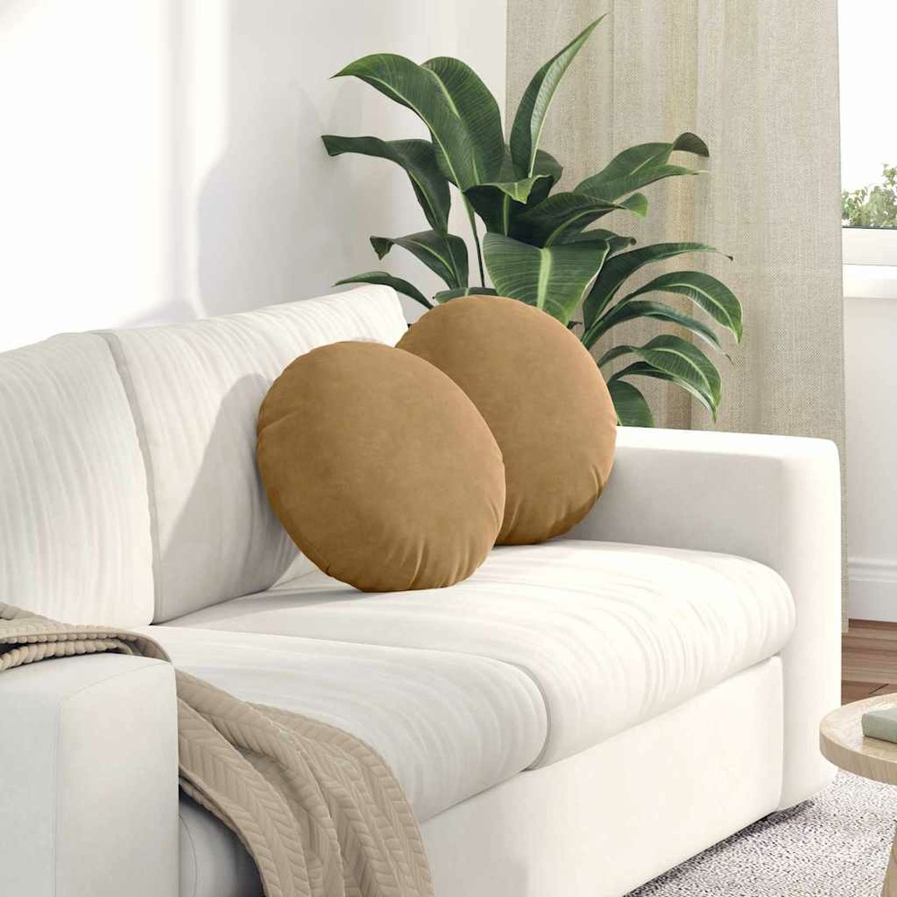 Coussins de siège 2 pcs marron ø 40 x 13 cm velours