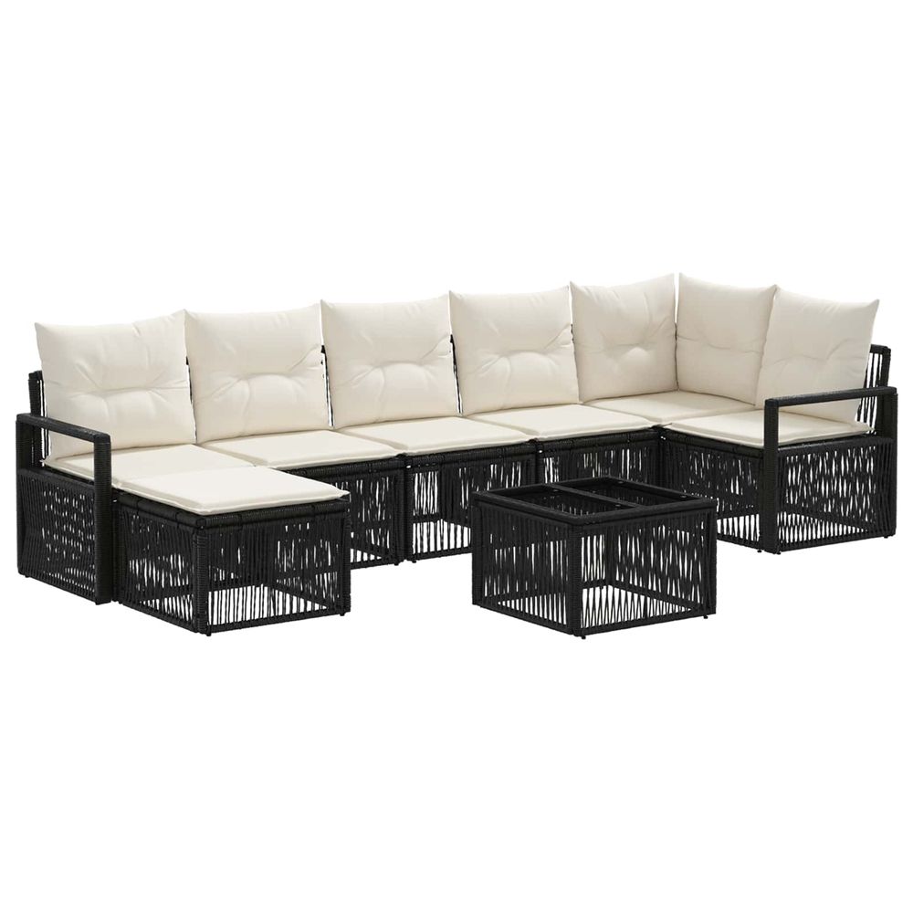 Ensemble de canapé de jardin 8 pc noir polyrotin