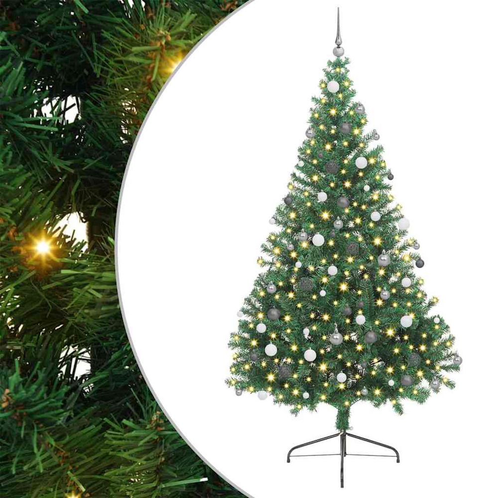 Sapin de noël artificiel pré-éclairé vert 240 cm pvc