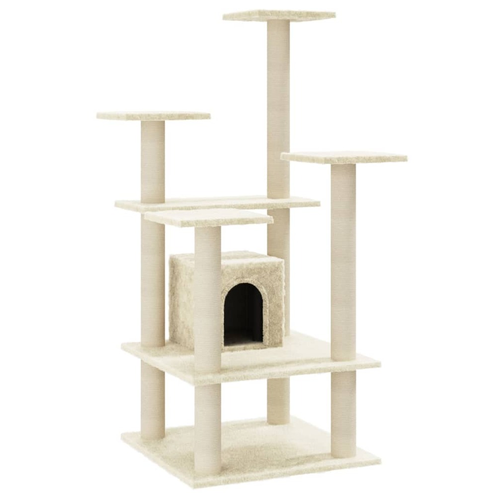 Arbre à chat meuble tour grimper jouet grattage grattoir escalade plateforme avec griffoirs en sisal 110 cm crème
