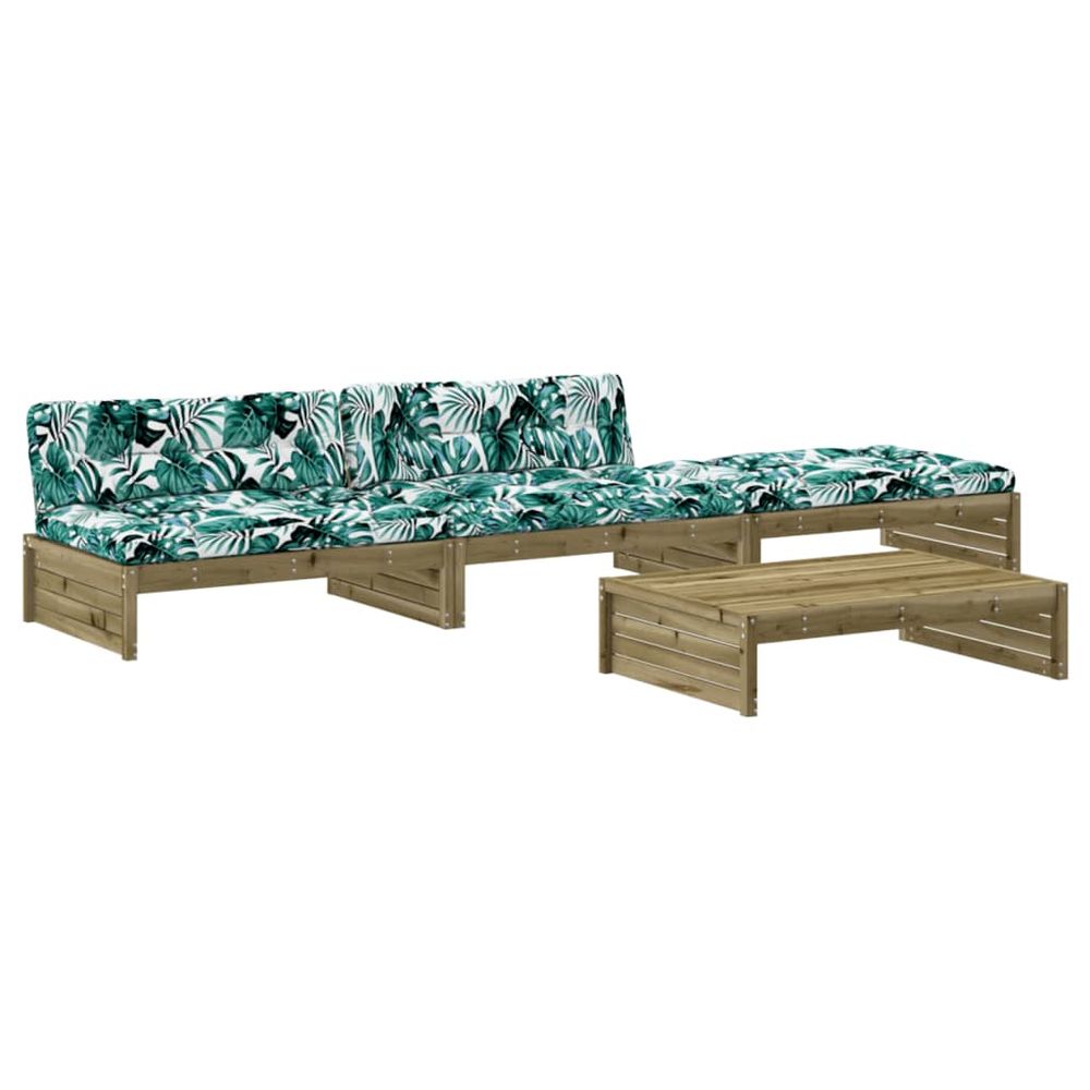 Salon de jardin 4 pcs avec coussins bois de pin imprégné