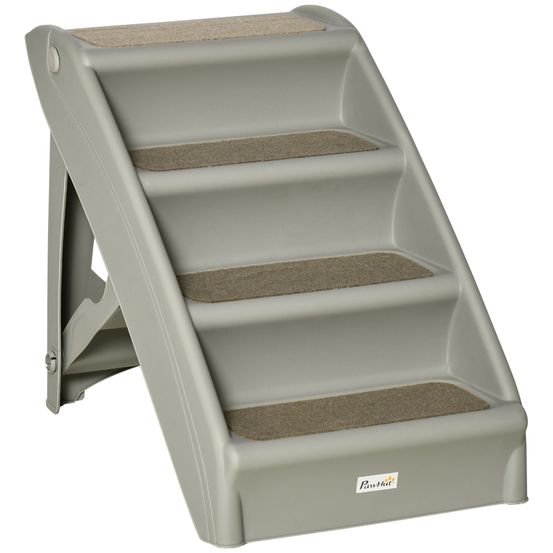 Escalier pliable pour chien en plastique 4 marches antidérapantes portable pour voyage gris