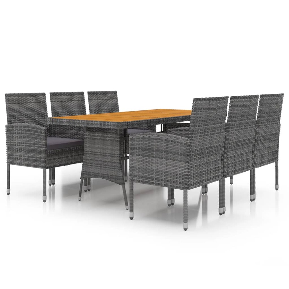 Ensemble à manger d'extérieur 7 pcs résine tressée gris