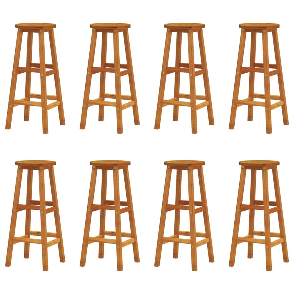 Tabourets de bar lot de 8 bois massif d'acacia