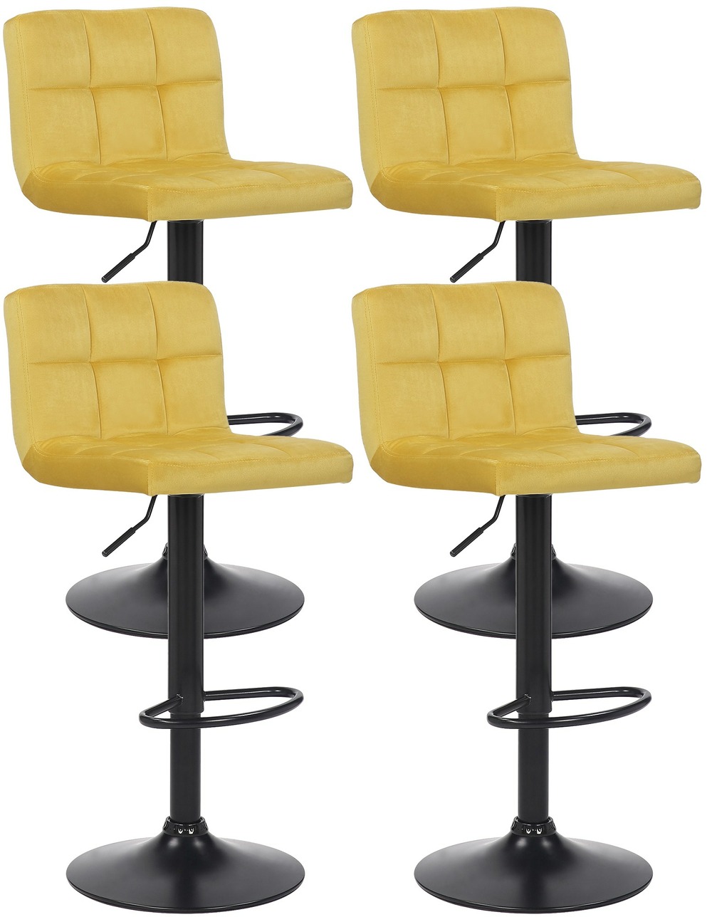 Lot de 4 tabourets de bar feni velours
