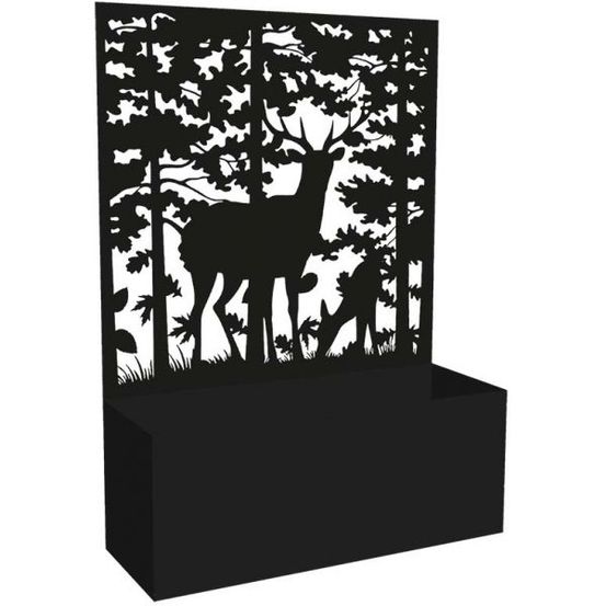 Jardinière en fer avec treillis motif cerf