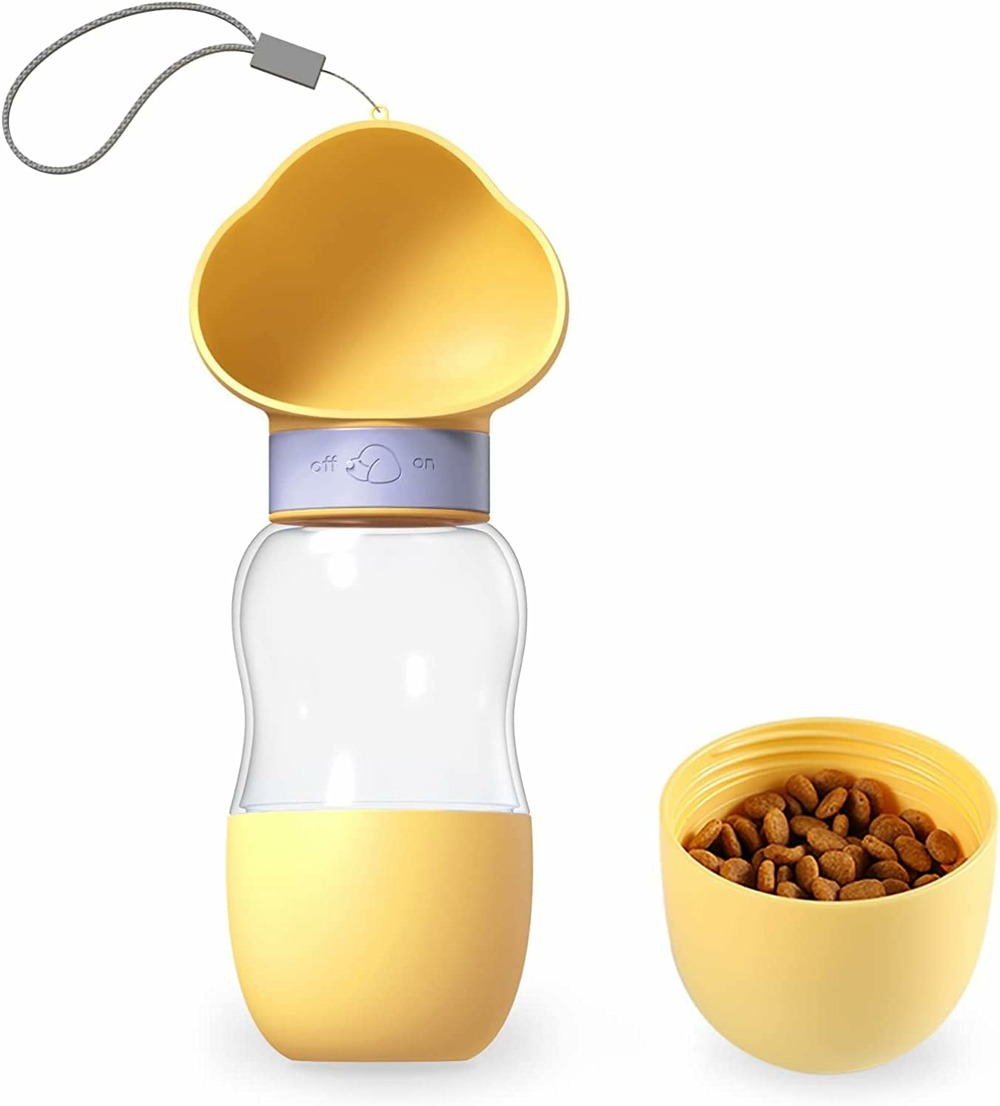 Gourde pour chien avec joint d'étanchéité en silicone - pour animaux de compagnie - anti-fuite (nuage jaune)