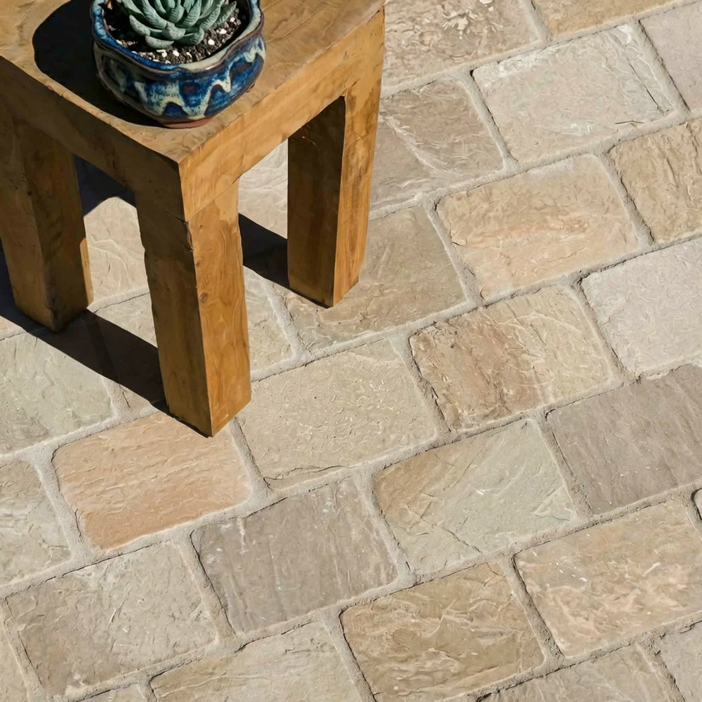 Pavé grès kandla beige 20x14x2-2,5 cm (vendu au m² - 30 pavés/m²) - ro'ma nature