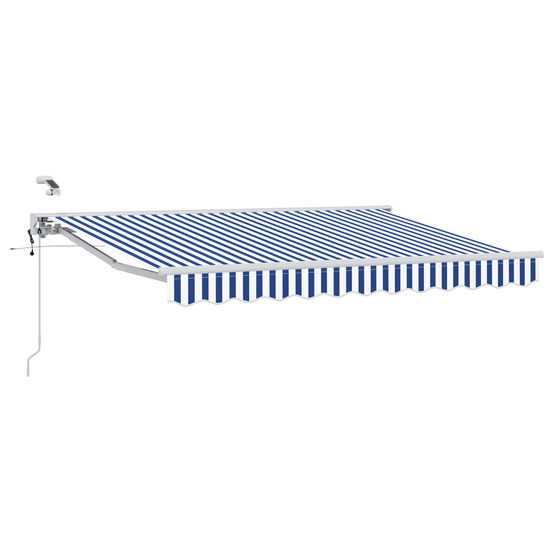 Auvent rétractable électrique bleu et blanc 3,5 x 2 m
