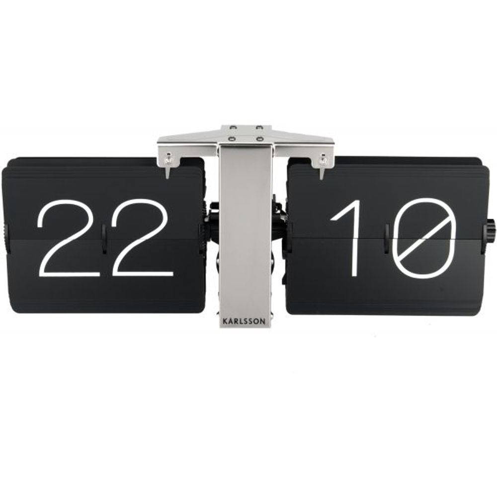 Horloge moderne bicolore flip no case noir et chrome