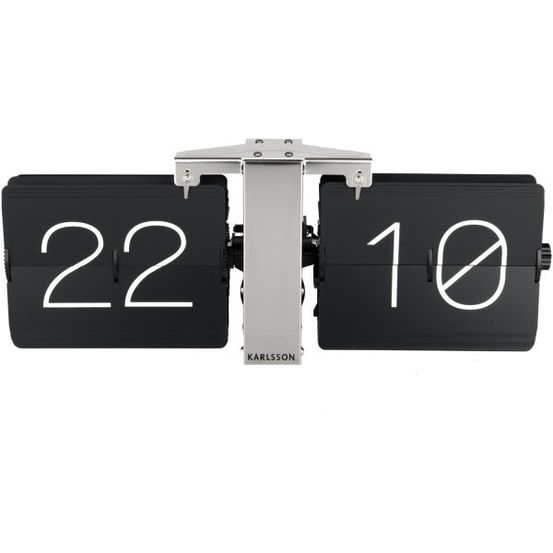 Horloge moderne bicolore flip no case noir et chrome