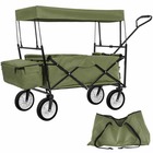Chariot de jardin pliable 70 kg avec toit + sacoche vert