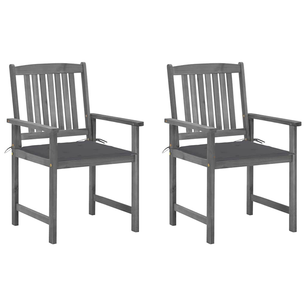 Chaises de jardin et coussins lot de 2 gris bois acacia massif