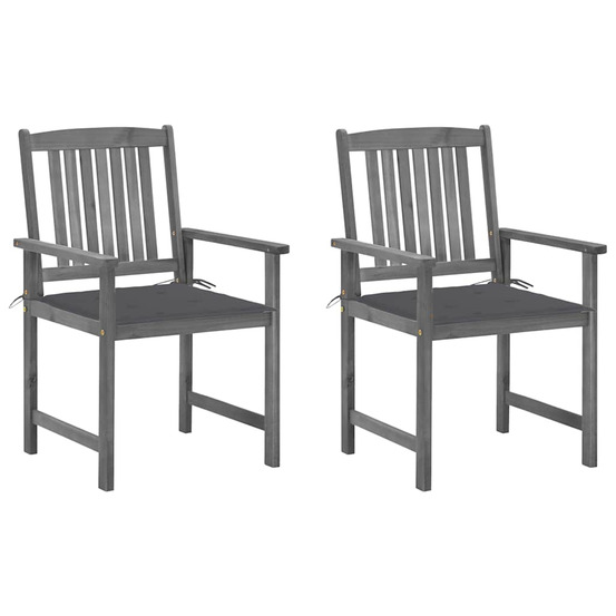 Chaises de jardin et coussins lot de 2 gris bois acacia massif