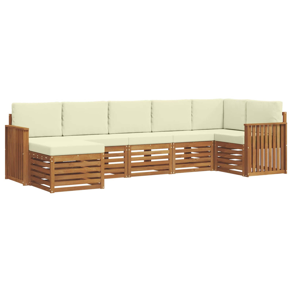 Ensemble de canapé d'angle avec coussin 7 pcs naturel et crème