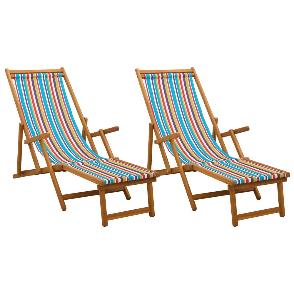 Chaise longue pliante 2 pcs 3 position bois d'eucalyptus massif bain de soleil