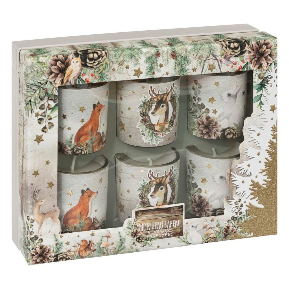 Bougie parfumée photophore bois 45g x6